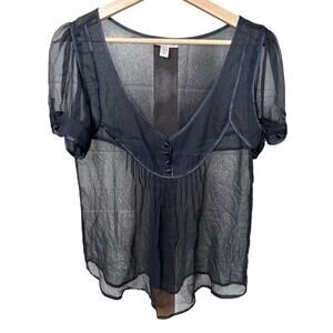 Lux Sheer Breathable Black Top Size Large Women's